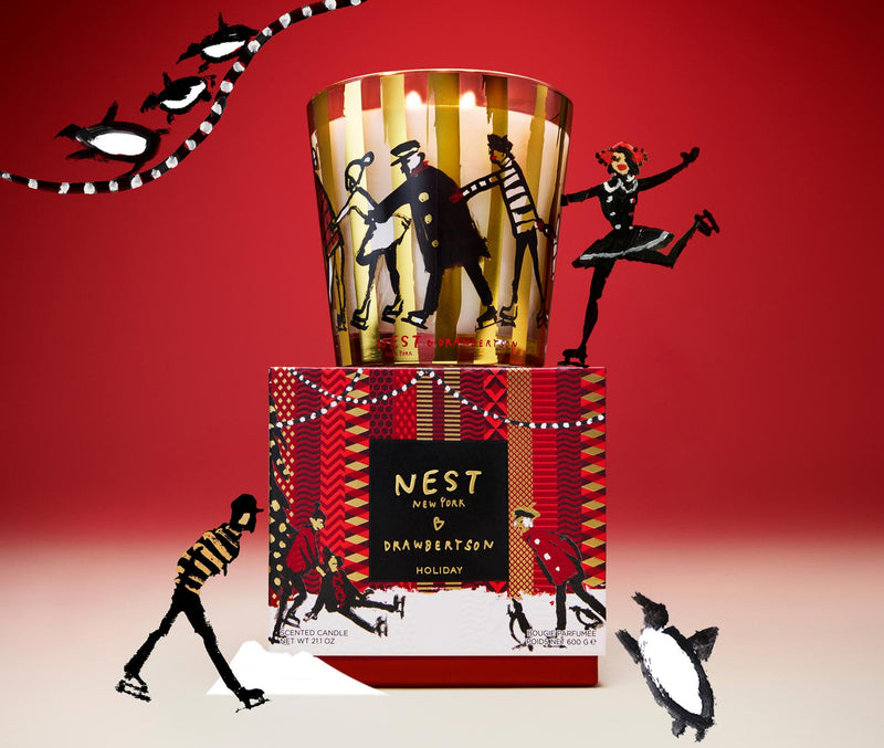 Nest Holiday Drawbertson Holiday Ice Skaters 3 Wick Candle