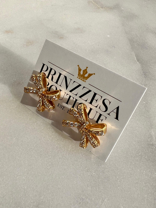 Shiny Bow Earrings - PRINZZESA BOUTIQUE