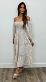 Isabella Eyelet Maxi Dress - PRINZZESA BOUTIQUE