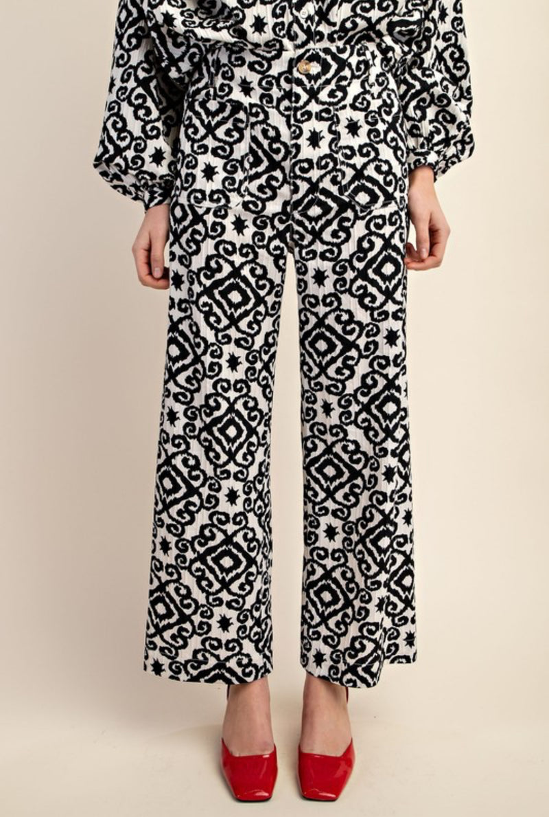 Black and White Geo Print Pants