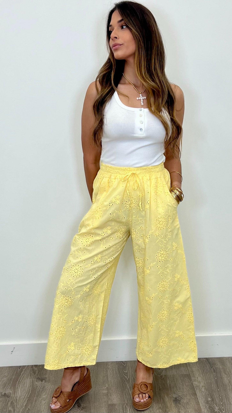 Giovanna Eyelet Pants - PRINZZESA BOUTIQUE