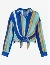Coastal Breeze Stripe Tie Front Shirt Blue
