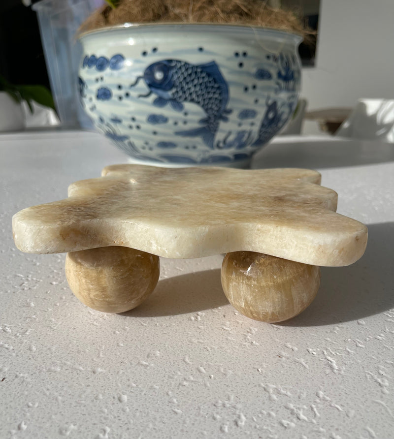 Onyx Scalloped Raised Tray with rounded foot