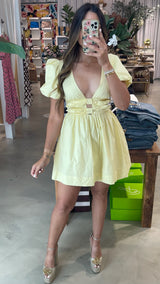 Lemoncello Puff Sleeve Mini Dress