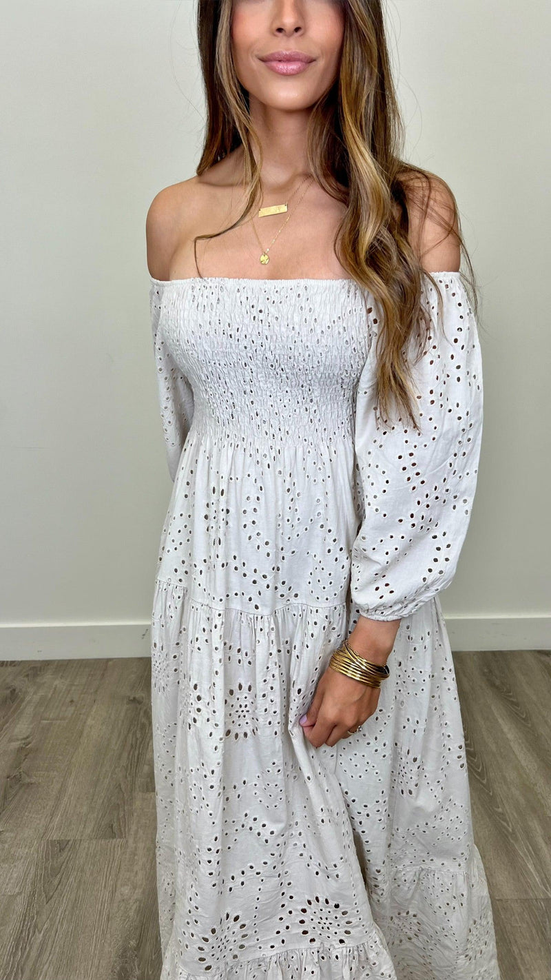 Isabella Eyelet Maxi Dress - PRINZZESA BOUTIQUE