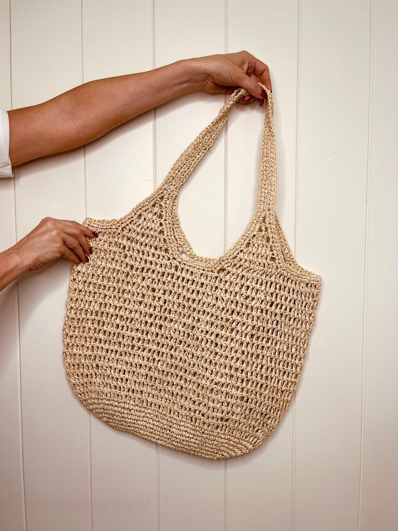 Zahara Woven Ivory Tote Bag