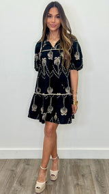 Margaux Black Embroidered Dress - PRINZZESA BOUTIQUE