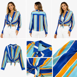 Coastal Breeze Stripe Tie Front Shirt Blue
