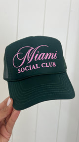 Dark Green Miami Social Club Trucker Hat - PRINZZESA BOUTIQUE