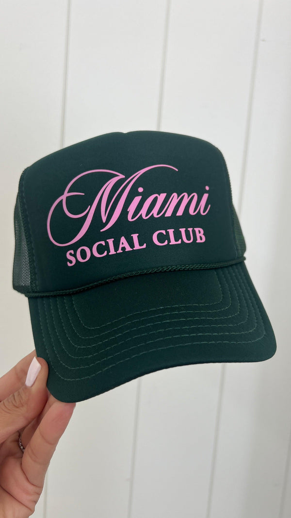 Dark Green Miami Social Club Trucker Hat - PRINZZESA BOUTIQUE