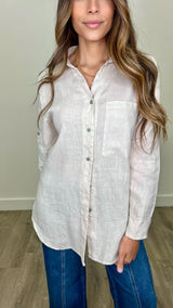 Lucia Linen Button Up Top - PRINZZESA BOUTIQUE