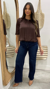 Mayren Classy Chocolate Brown Blouse