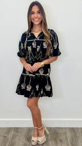 Margaux Black Embroidered Dress - PRINZZESA BOUTIQUE
