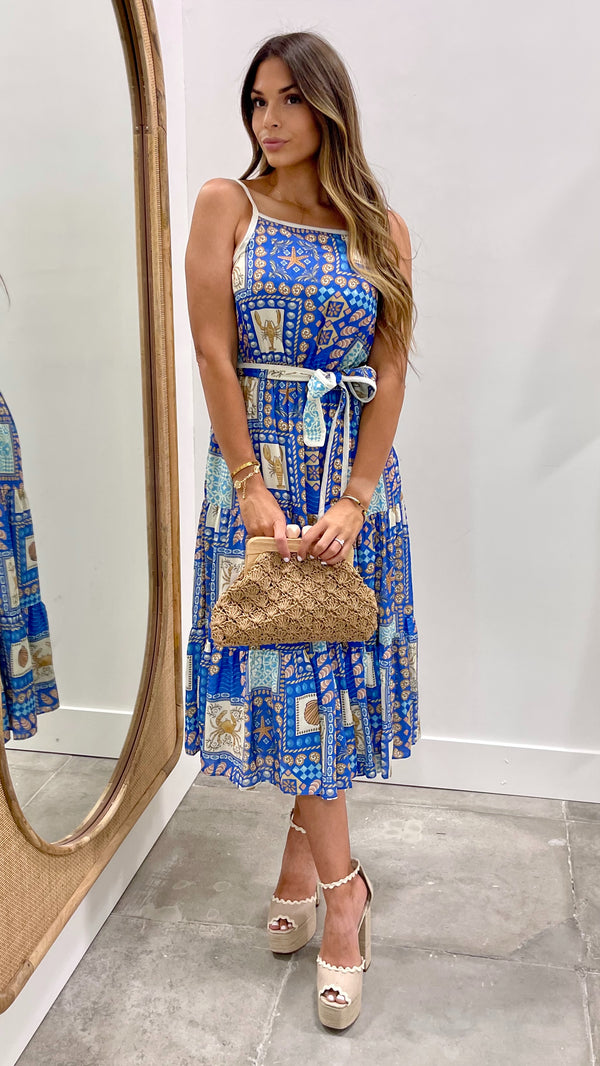 Boca Chica Dress Blue Coastal Print