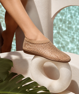 Nude Fishnet Slip On Flats