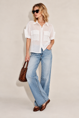 Button Down Italian Blouse in White