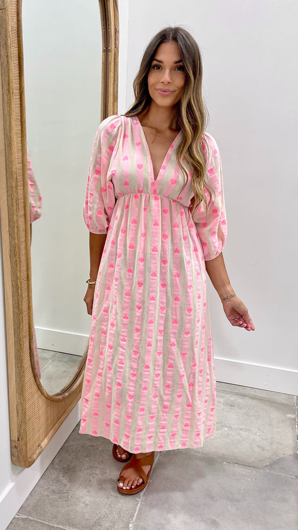 Ibiza Heart Resort Dress Pink