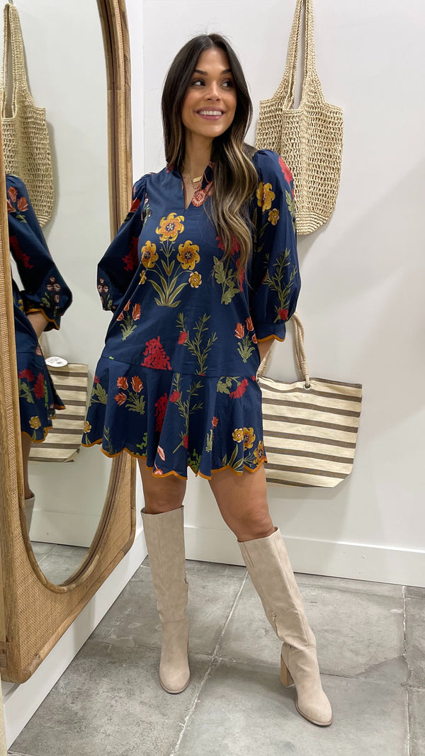 Navy Floral Gabriela Dress