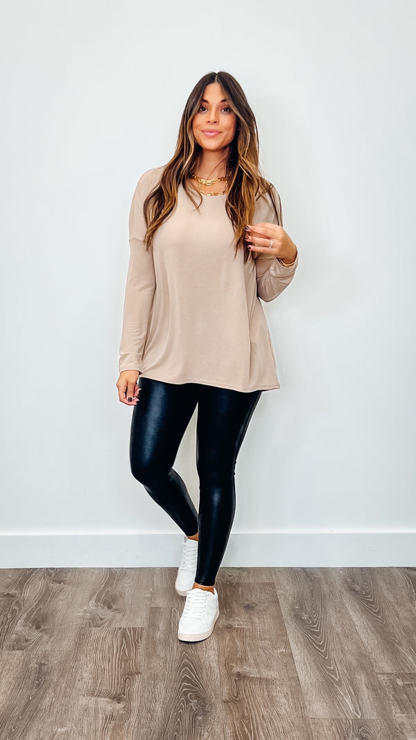 Everyday Long Sleeve Fall Shirt Taupe