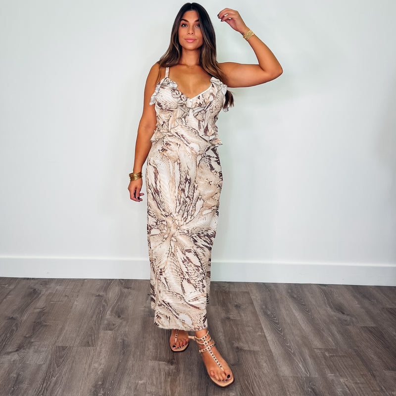 Niamh Snake Print Maxi Dress