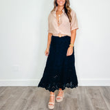 Sophia Black Eyelet Maxi Skirt - PRINZZESA BOUTIQUE