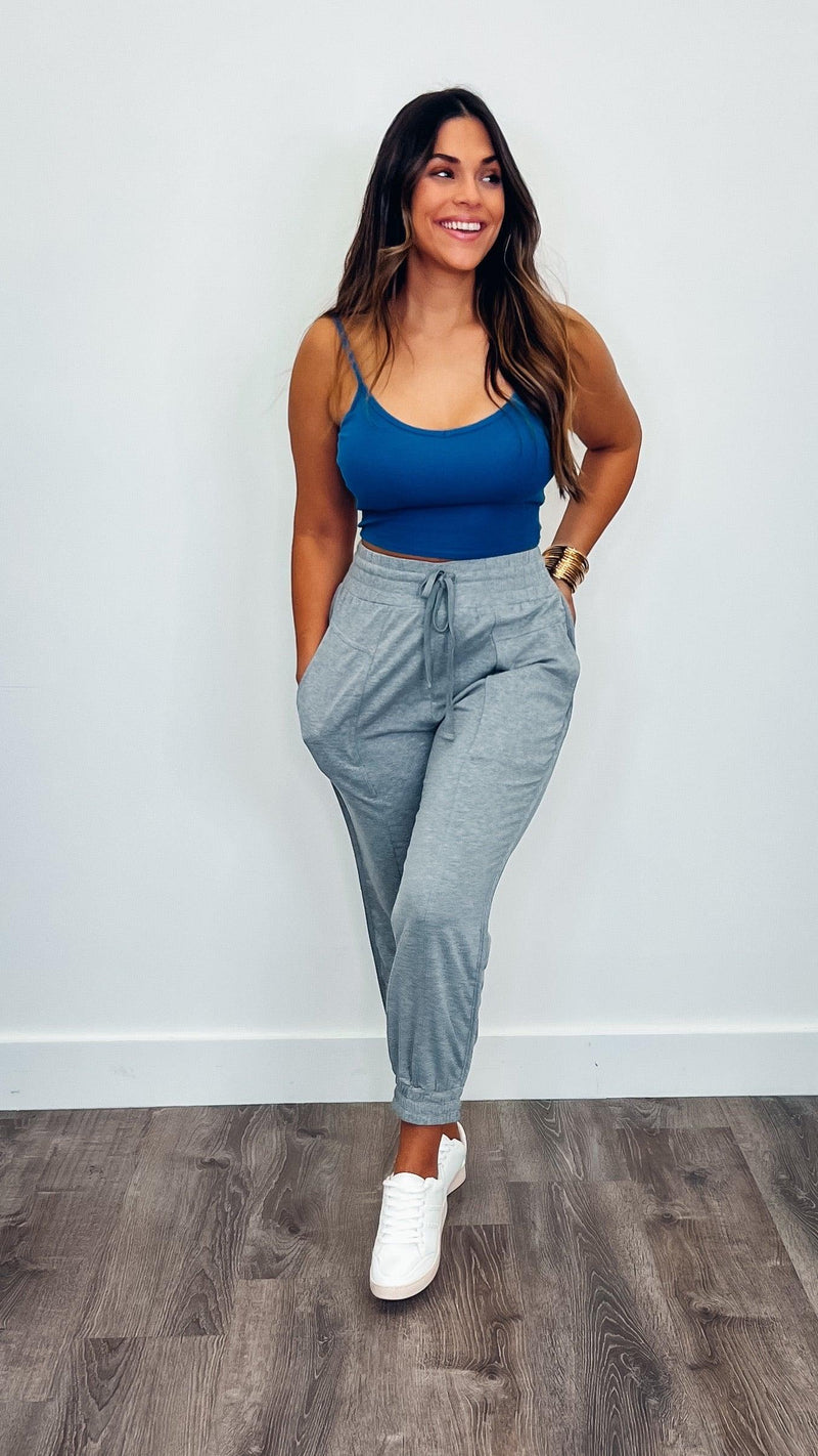 Solid Basic Cropped Cami Indigo