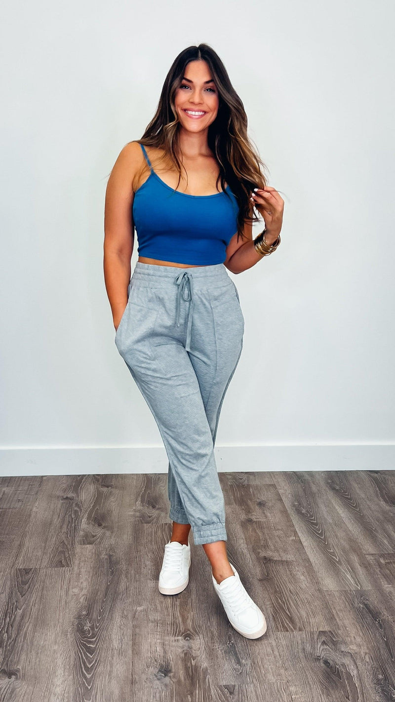 Solid Basic Cropped Cami Indigo