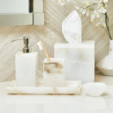 Five Piece White Alabaster Bathroom Set - PRINZZESA BOUTIQUE