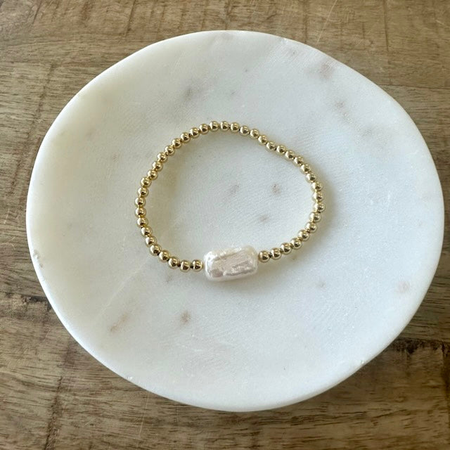 Single Pearl Gold Beaded Bracelet - PRINZZESA BOUTIQUE