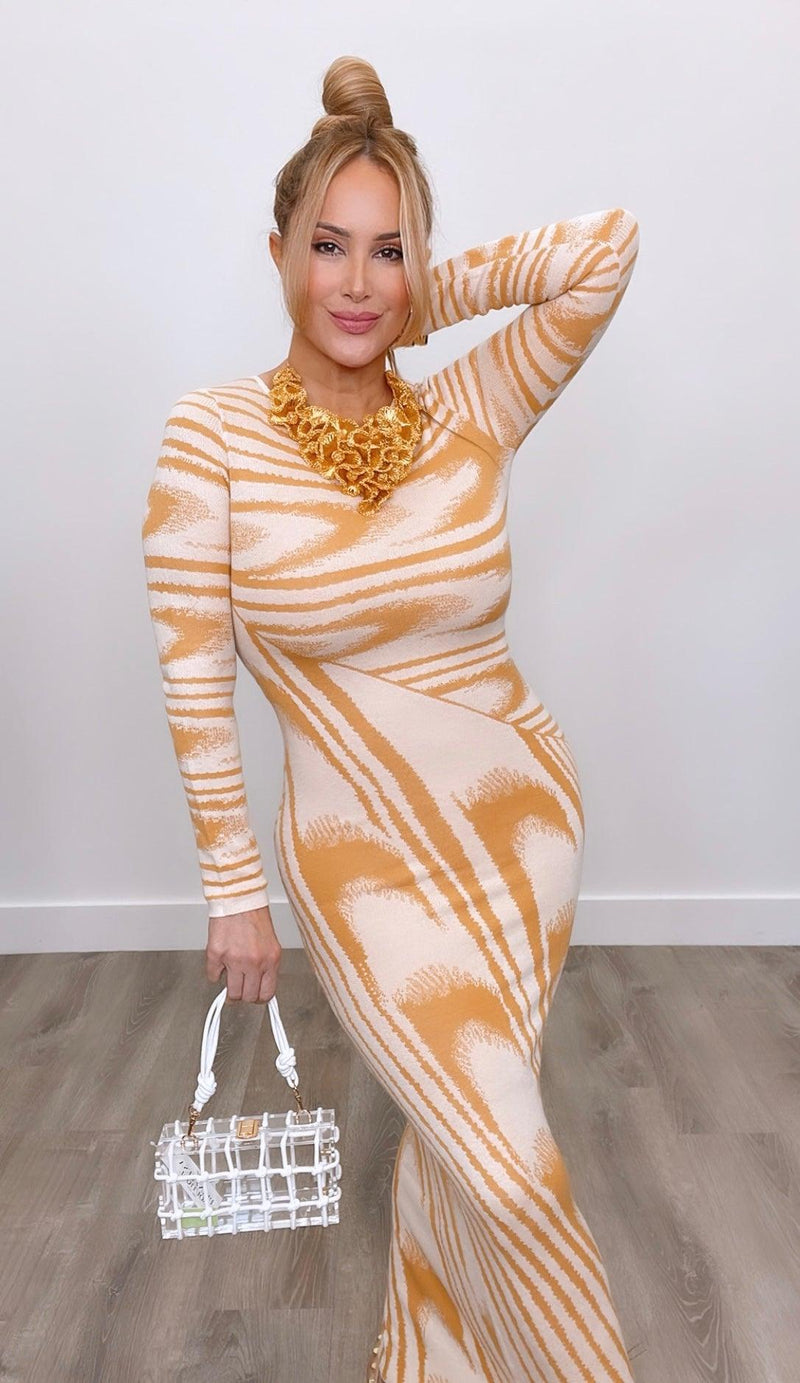 Rosy's Revenge Maxi Dress Mustard Beige