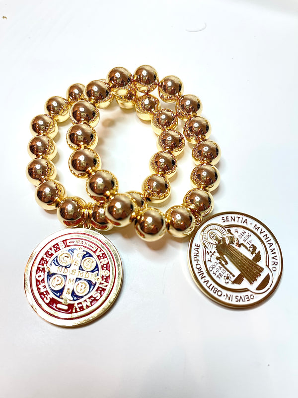 Saint Benedict Medal Bracelet Double Sided Coin