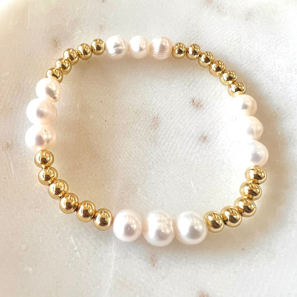 Orbit Pearl Gold Beaded Bracelet - PRINZZESA BOUTIQUE