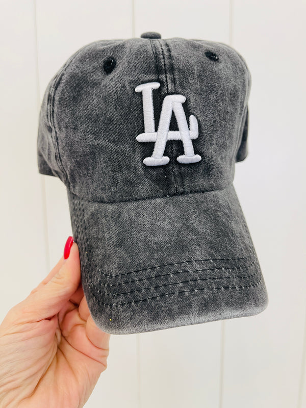 LA Baseball Cap Charcoal Faded - PRINZZESA BOUTIQUE