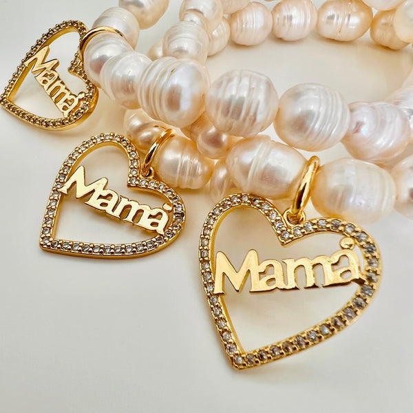 Mama Pave Heart Bracelet