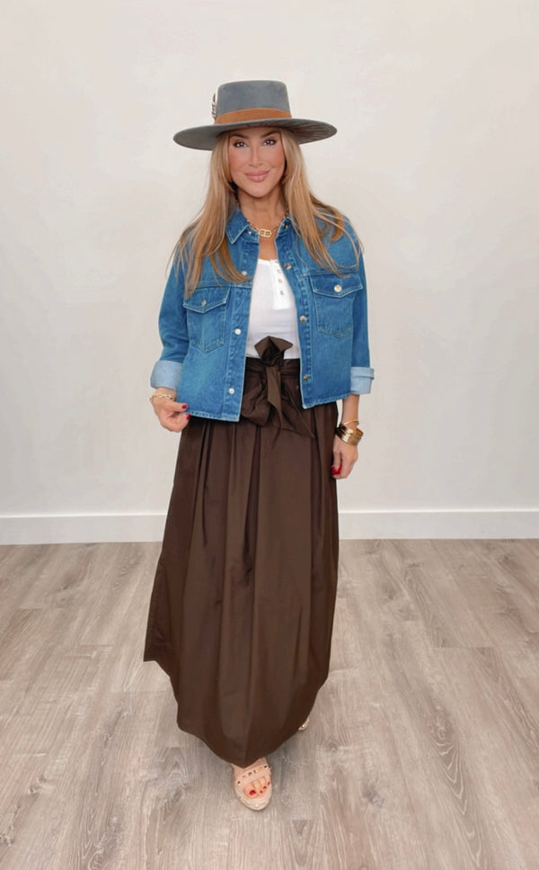 Thea A Line Maxi Skirt Brown