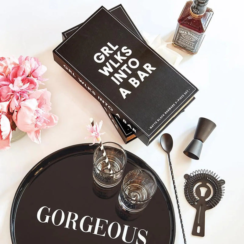 Girl Walks Into A Bar Matte Black Barware Set - PRINZZESA BOUTIQUE