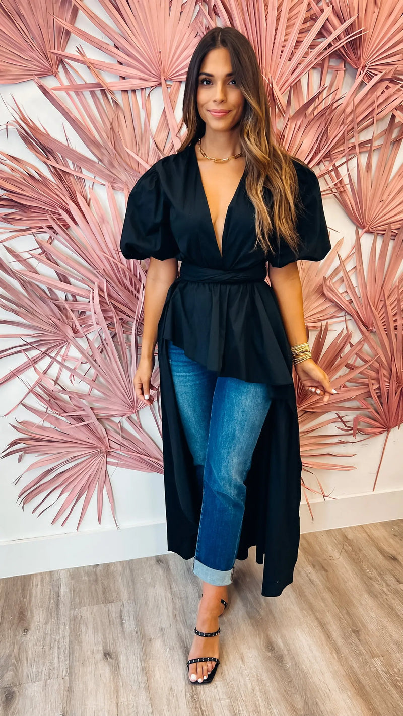 Glam Gal Black Top - PRINZZESA BOUTIQUE