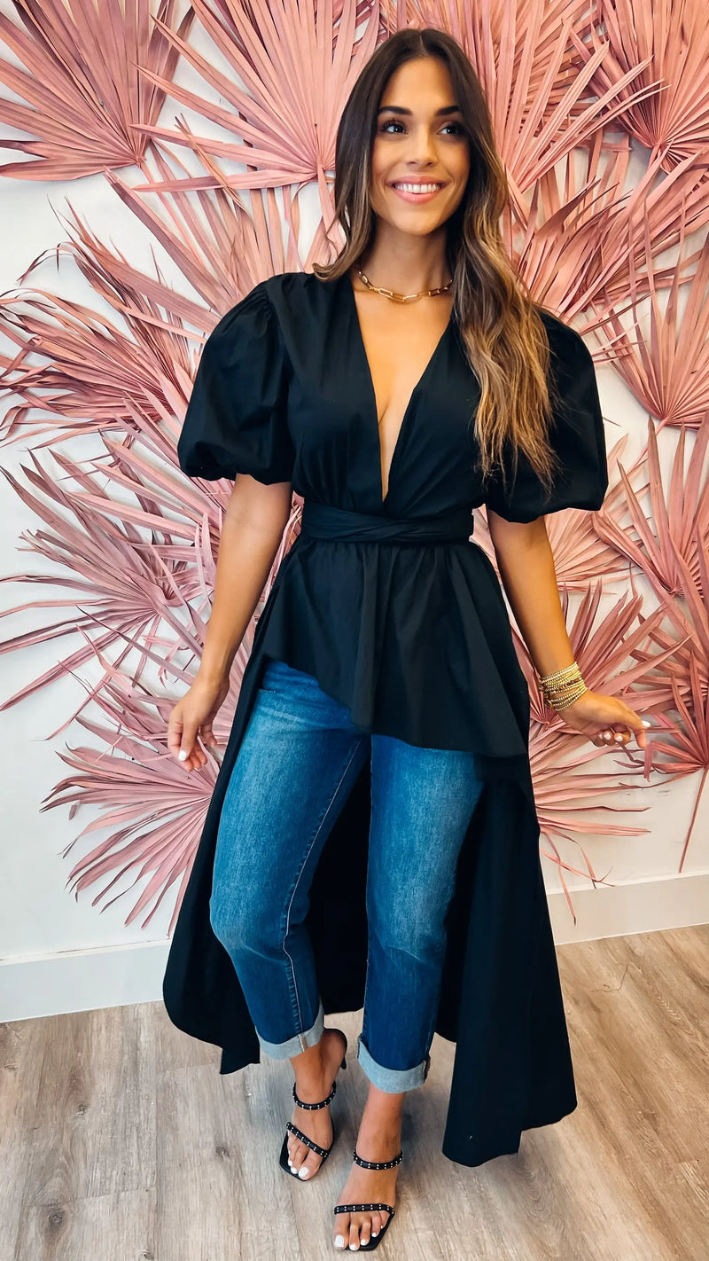Glam Gal Black Top - PRINZZESA BOUTIQUE