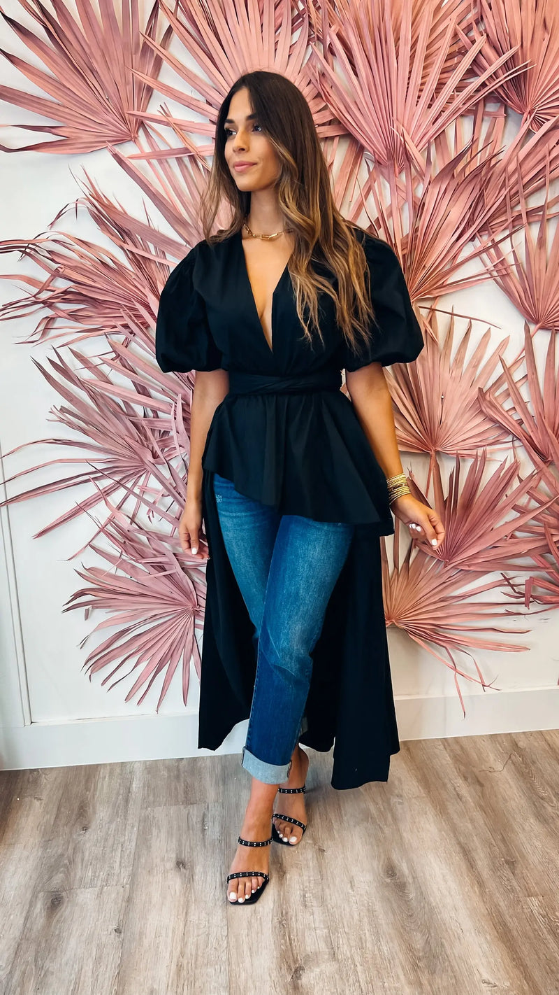Glam Gal Black Top - PRINZZESA BOUTIQUE