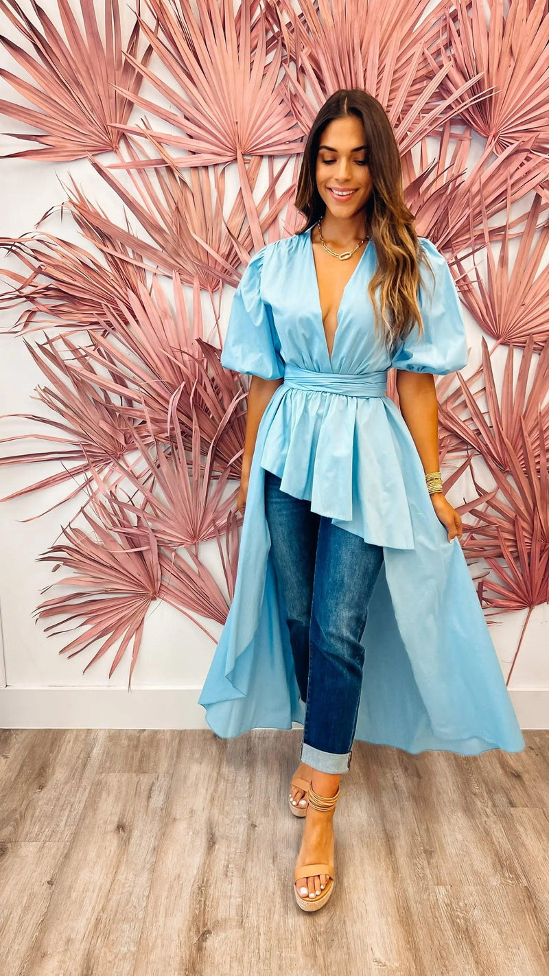 Glam Gal Blue Top - PRINZZESA BOUTIQUE