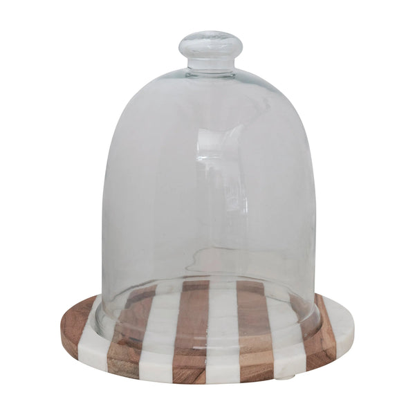 Glass Bloche with Striped Wood and Marble - PRINZZESA BOUTIQUE
