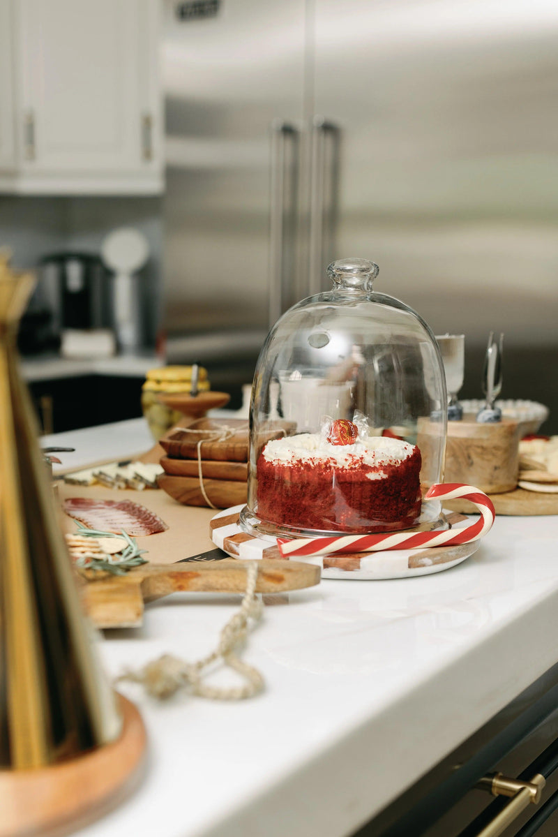 Glass Bloche with Striped Wood and Marble - PRINZZESA BOUTIQUE