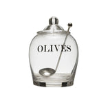 Glass Olive Jar with Slotted Spoon - PRINZZESA BOUTIQUE