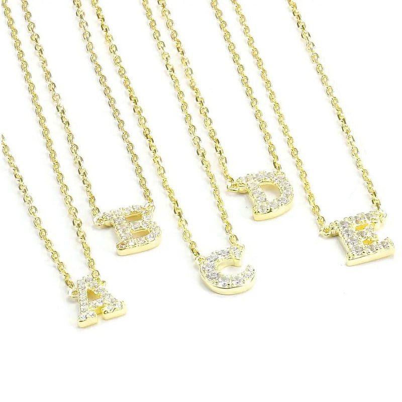 Gold Initial Pave Necklace - PRINZZESA BOUTIQUE