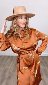 Fall Tiger Dress Brown - PRINZZESA BOUTIQUE