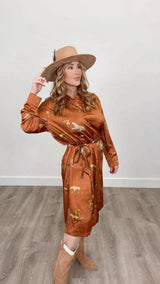 Fall Tiger Dress Brown - PRINZZESA BOUTIQUE