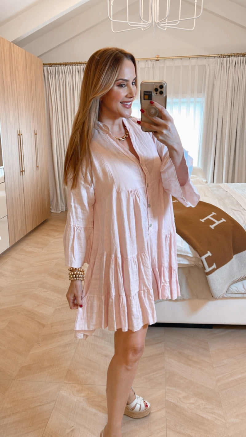 Vicenza Pale Pink Linen Dress
