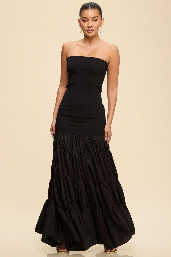 Black Tiered Maxi Dress Small