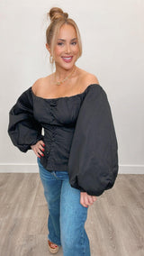 Sevilla Black Corset Blouse - PRINZZESA BOUTIQUE