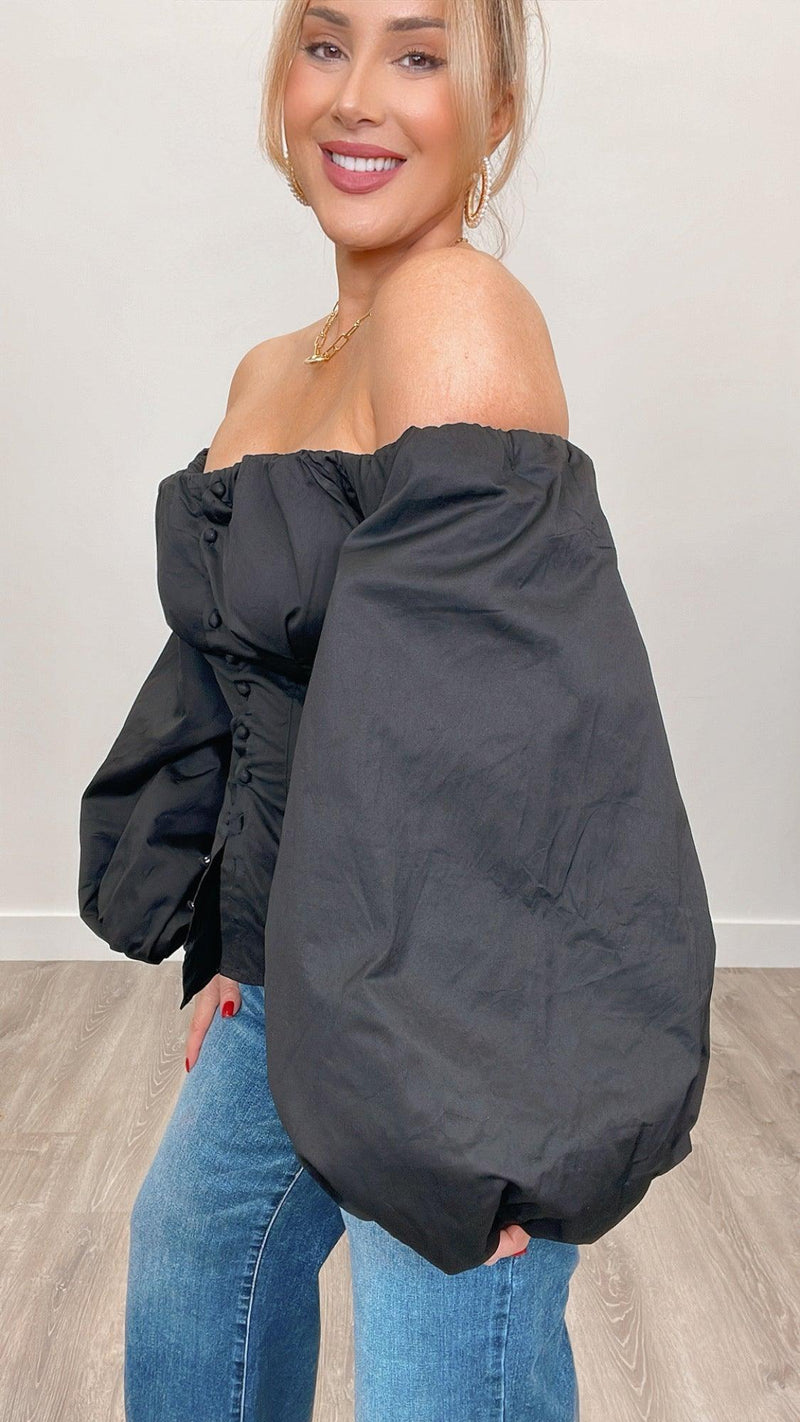 Sevilla Black Corset Blouse - PRINZZESA BOUTIQUE